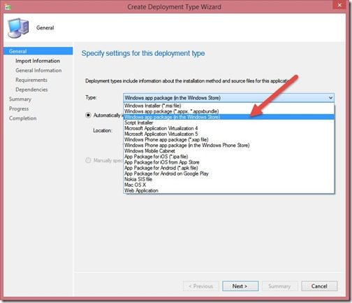 How to Add a Third Deployment Type (Windows 8.x) to an Existing Application-Step 2