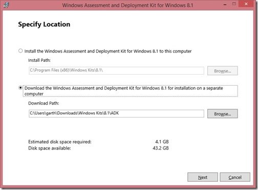 How to Download and Install ADK 8.1 for Use within a Disconnected Environment-Download the Windows Assessment