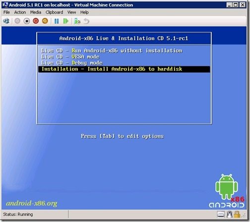 How to Setup Android 5.1 RC1 on Hyper-V-Step 2