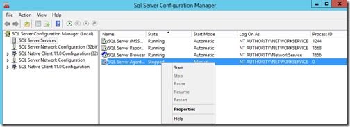 How to Enable SQL Server Agent Service-Properties