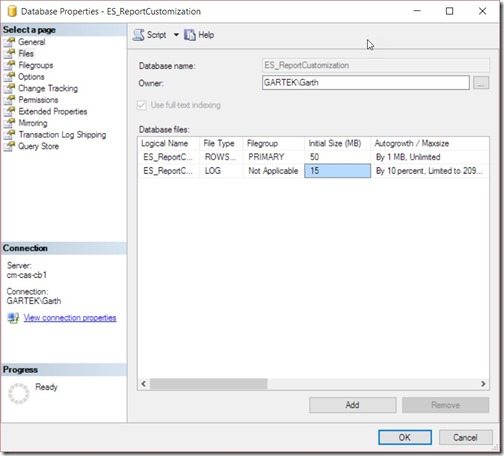 How to Define the Size of a SQL Server Database-Existing Database Step 3 Existing Database - Step 3