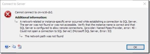 Error 40 - Could Not Open a Connection to SQL Server-Error Message
