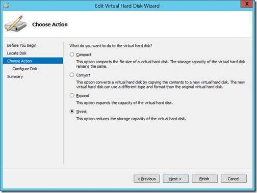 How to Compact and Shrink the Size of a VHD File-Choose Action