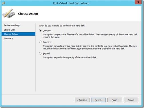 How to Compact and Shrink the Size of a VHD File-Compact Choose Action