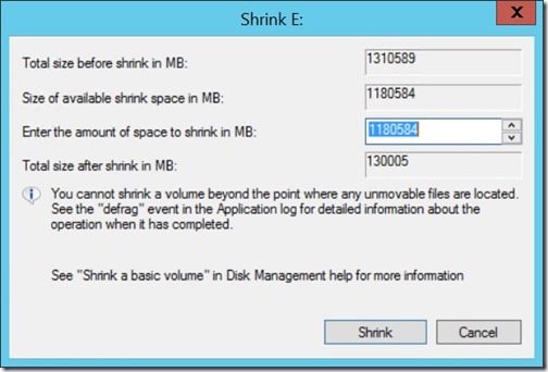 How to Compact and Shrink the Size of a VHD File-Shrink E