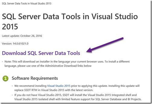 visual studio 2017 ssdt download