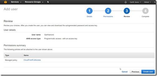 Amazon CloudFront-Create User