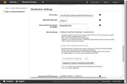 Amazon CloudFront-Distribution Settings