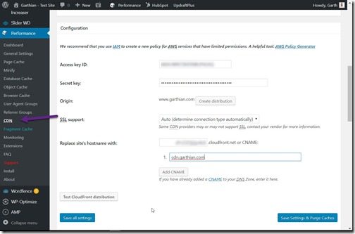 Installing W3 Total Cache and Amazon CloudFront on WordPress-Configuration