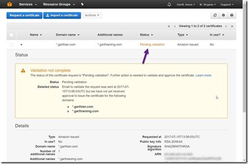 Installing W3 Total Cache and Amazon CloudFront on WordPress-Pending Validation