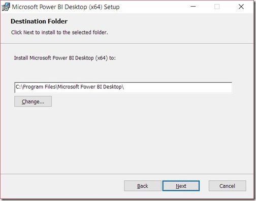 Power BI Desktop - Destination Folder