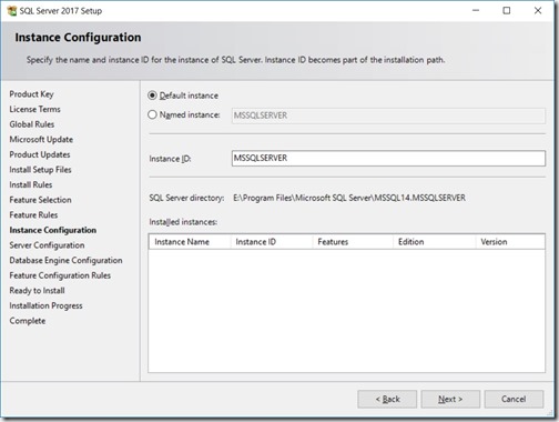 SQL Server 2017 - Instance Configuration Node