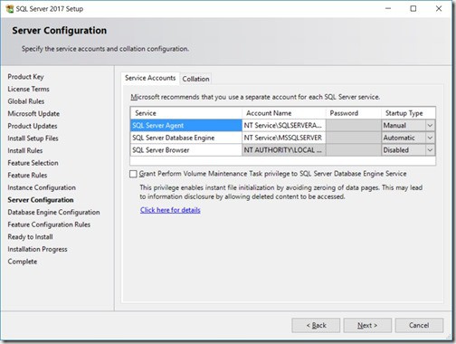 SQL Server 2017 - Server Configuration Node