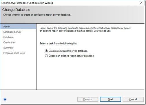 SQL Server Reporting Services 2017 - Change Database Defaults