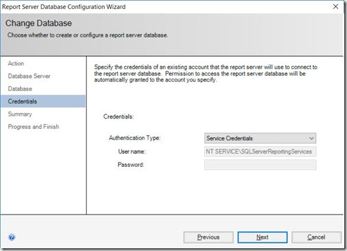 SQL Server Reporting Services 2017 - Credentials
