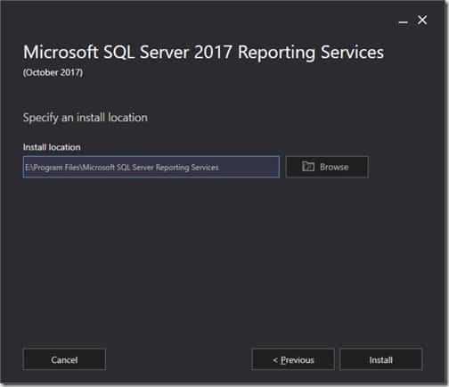 SQL Server Reporting Services 2017 - Install Location