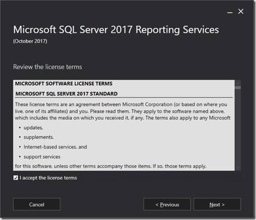 SQL Server Reporting Services 2017 - License Terms