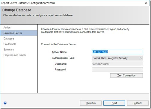 SQL Server Reporting Services 2017 - Test Connection Button