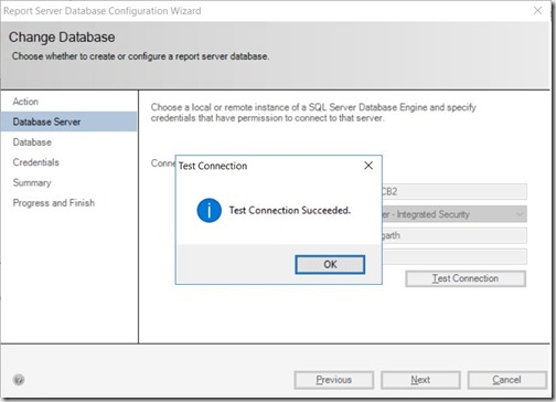 SQL Server Reporting Services 2017 - Test Connection Succeeded