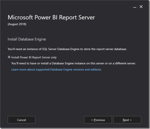 Power BI Report Server - Install Database Engine