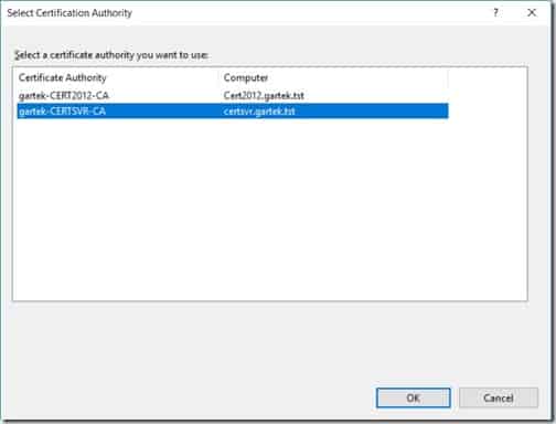 Setup SSRS to Use HTTPS - Select Certification Authority