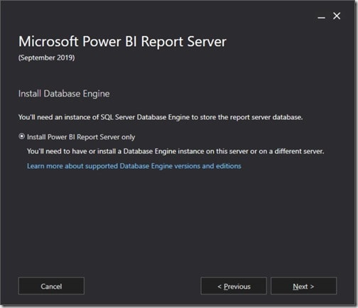 Power BI Report Server 2019 - Database Engine