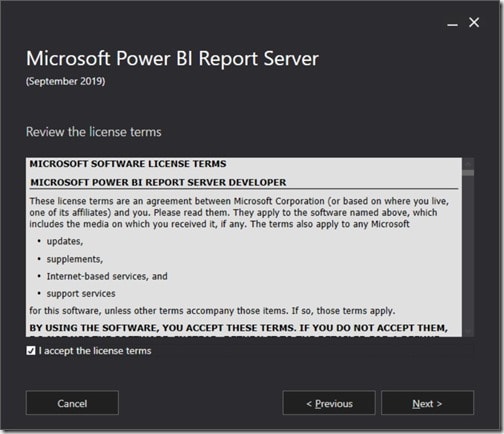 Power BI Report Server 2019 - License Terms