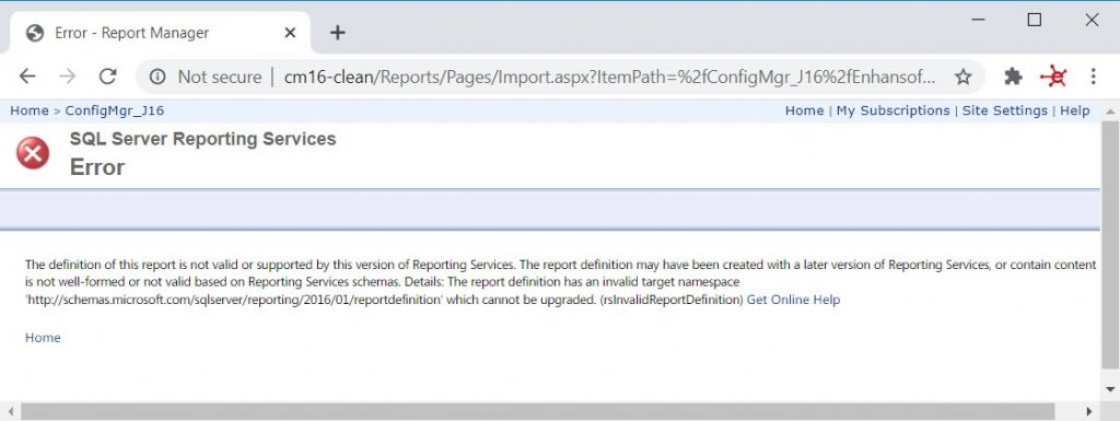Definition of this Report is Not Valid - Error Message