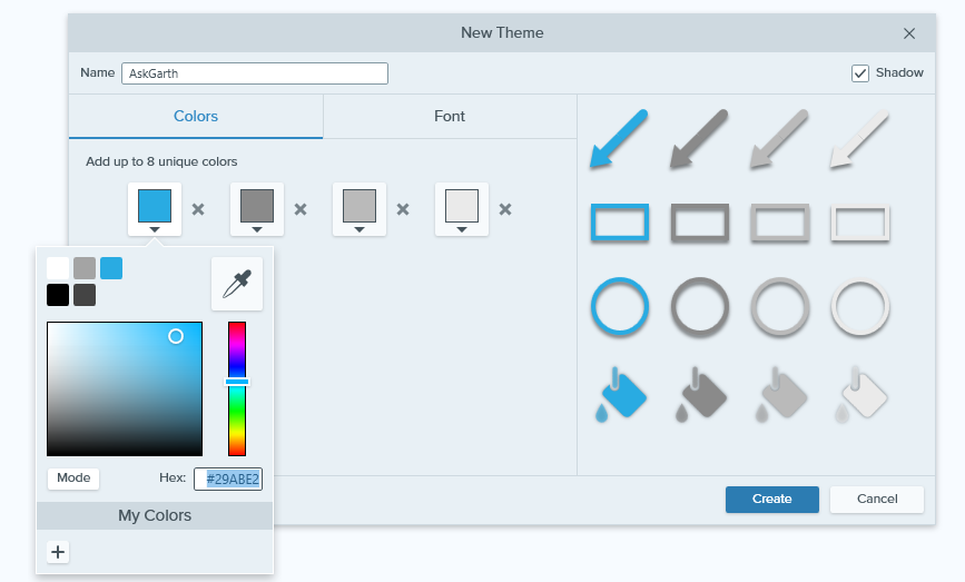 Add colors to your own custom theme. 