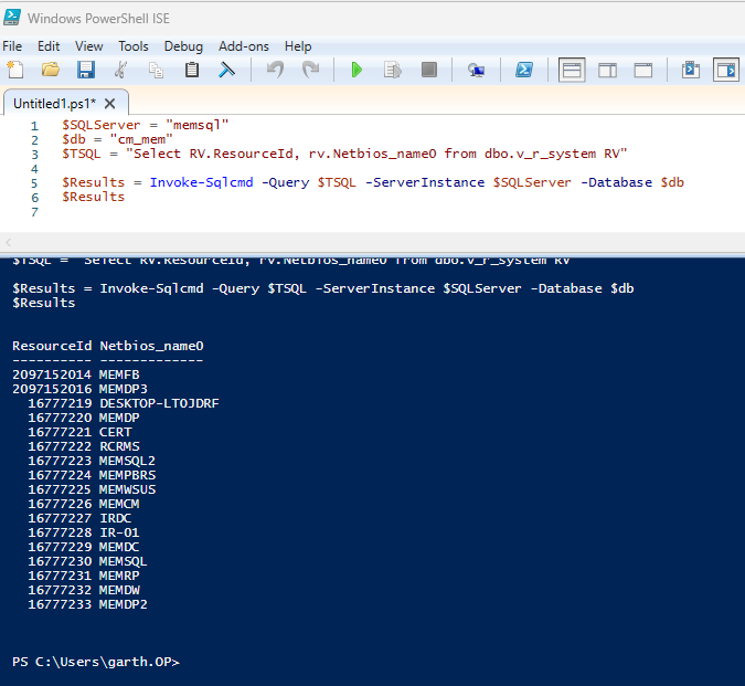 Using PowerShell to query SQL
