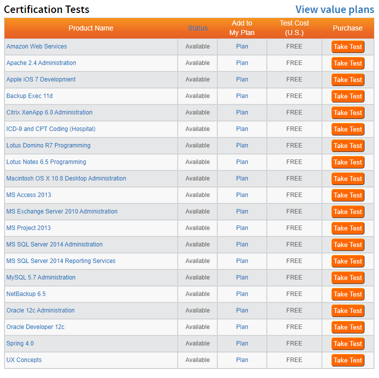 Brainbench Free Certifications!