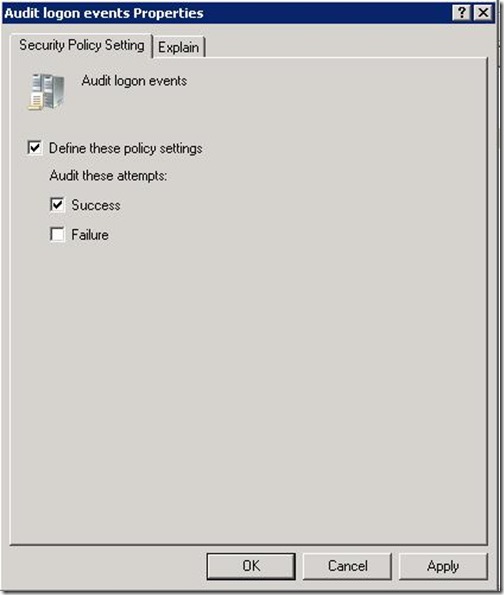 Enable Workstation Logon Audit Policy-Properties